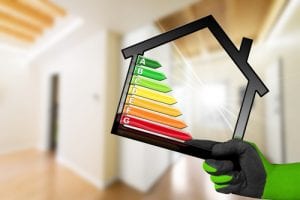 Energy Efficiency - Symbol with House Model. Home interior